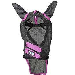Weatherbeeta ComFiTec Deluxe Durable Mesh Fliegenmaske mit Ohren und Nase für Warmblut in Schwarz/Lila – Bild 1 von 4