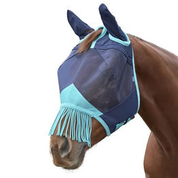 WeatherBeeta Comfitec Deluxe Fine Mesh Fliegenmaske mit Ohren und Quasten für Ponys in Blau und Türkis – Bild 1 von 2