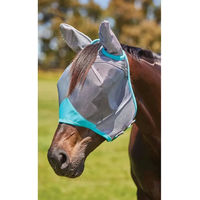 Produktbild von Weatherbeeta ComfiTec Deluxe Fliegenmaske für Pferde mit Ohrenschutz Grau/Türkis - 1 Stk.