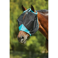 Produktbild von Weatherbeeta Comfitec Deluxe Fliegenmaske für Ponys aus Netzstoff Schwarz Türkis