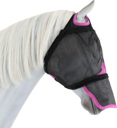 Weatherbeeta Comfitec Deluxe Fliegenmaske für Ponys mit Nasenschutz in Schwarz-Lila – Bild 1 von 3