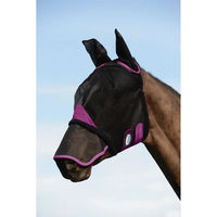 Produktbild von Weatherbeeta Comfitec Deluxe Fliegenmaske für Warmblut mit Ohren- und Nüsternschutz in Schwarz-Lila