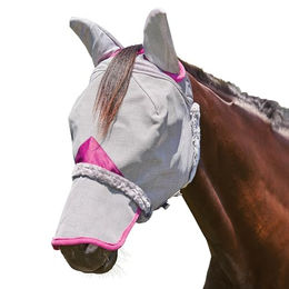 WeatherBeeta Comfitec Deluxe Mesh Fliegenmaske mit Ohren und Nase Grau Lila – Bild 1 von 2