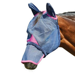 Weatherbeeta Comfitec Deluxe Pferde Fliegenmaske mit Ohren und Nase für Ponys in Marineblau/Violett – Bild 1 von 2