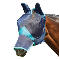 Produktbild von Weatherbeeta Comfitec Deluxe Pferde Fliegenmaske mit Ohren und Nase für Shettys in Marineblau/Türkis