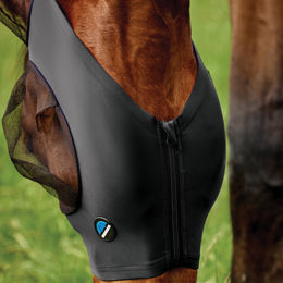WeatherBeeta Comfitec Deluxe Stretch Fliegenmaske mit Ohrenschutz in Grau Schwarz Größe S – Bild 1 von 4