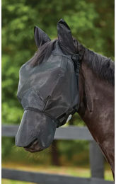 Weatherbeeta Comfitec Double Dart Deluxe Fliegenmaske für Pferde mit Nasenschutz in Schwarz – Bild 1 von 4