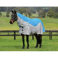 Produktbild von Weatherbeeta Comfitec Dual Shield Detach-A-Neck Fliegenabwehrdecke für Pferde in Blau/Grau