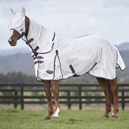 WeatherBeeta Comfitec Essential Fliegenmaske für Ponys in Weiß Rot Grau - 1 Stk. – Bild 1 von 3
