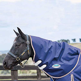 WeatherBeeta Comfitec Essential Neck Rug für Warmblut in Navy Silber Rot – Bild 1 von 3