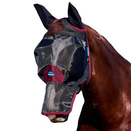 WeatherBeeta Comfitec Fliegenmaske mit Ohren und Nase aus Feinmesh in Schwarz-Rot XL – Bild 1 von 3