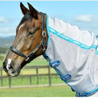 Produktbild von Weatherbeeta Comfitec Hexi Shield Combo Neck Fliegendecke für Pferde aus Nylon in Silber/Blaugrün