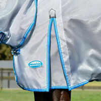 Produktbild von Weatherbeeta ComfiTec Hexi Shield Combo Neck Fliegendecke für Pferde Silber Blau 4'6