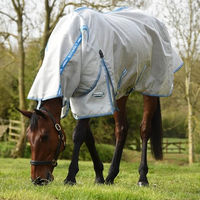Produktbild von Weatherbeeta Comfitec Hexi Shield Combo Neck Fliegendecke für Pferde Silber Blau