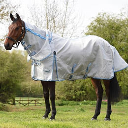 Weatherbeeta Comfitec Hexi Shield Combo Neck Fliegendecke für Pferde Silber Blau – Bild 1 von 7