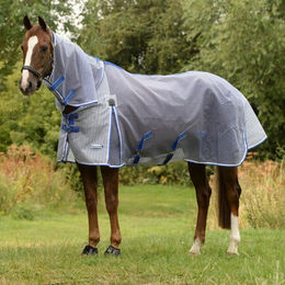 Weatherbeeta Comfitec Ripshield Plus Pferdedecke mit Combo-Kragen und Ultra Bauchlatz Weiß/Blau 145cm – Bild 1 von 5