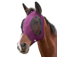 Produktbild von Weatherbeeta Deluxe Stretch Bug Eye Saver Fliegenmaske mit Ohren Lila Schwarz Pony