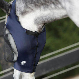Weatherbeeta Deluxe Stretch Fliegenmaske mit Ohrenschutz für Ponys in Blau/Schwarz – Bild 1 von 3