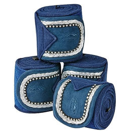 Weatherbeeta Fleece Bling Gamaschen 4er Pack Blau – Bild 1 von 2