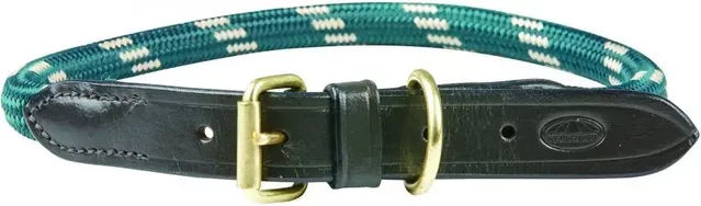 Weatherbeeta Hundehalsband aus Leder und Seil Grün/Braun Größe L – Bild 1 von 7