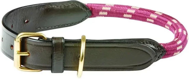 Weatherbeeta Hundehalsband aus Leder und Seil in Rot Braun Rosa Größe L – Bild 1 von 7