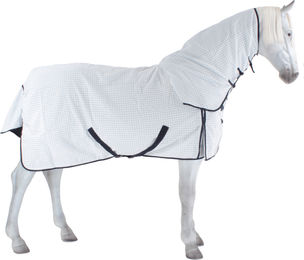 WeatherBeeta Kool Coat Classic III Combo Neck Sheet Pferdedecke mit Bauchgurten Weiß Navy – Bild 1 von 4