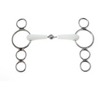 Produktbild von Weatherbeeta Korsteel Flexi Dutch Gag Gebiss mit 3 oder 4 Ringen in Elfenbein/Beige 125mm