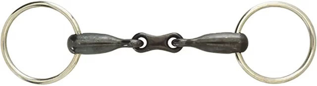 Weatherbeeta Korsteel Sweet Iron French Link Loose Ring Snaffle Gebiss 5 Inch Grau – Bild 1 von 2