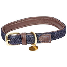 Weatherbeeta Leder Hundehalsband geflochten Braun/Blau für Riesenrassen XXL – Bild 1 von 7