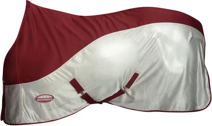 Weatherbeeta Micro-Air Pferdedecke mit Halsteil aus Fleece in Grau-Rot Standardgröße – Bild 1 von 2
