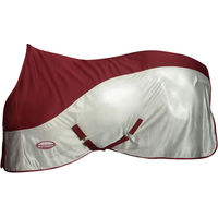 Produktbild von Weatherbeeta Micro-Air Pferdedecke mit Halsteil aus Fleece in Grau-Rot Standardgröße