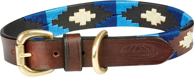 Weatherbeeta Polo Hundehalsband aus Leder XS Braun Blau - 1 Stk. – Bild 1 von 3