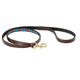 Produktbild von Weatherbeeta Polo Leder Hundeleine Beaufort Braun Blau Rosa 120 cm