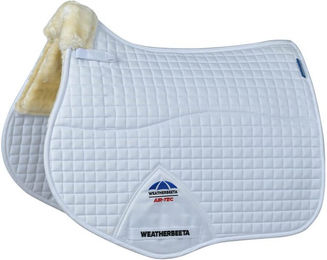 Produktbild von Weatherbeeta Prime Air-Tec Comfy Fleece All Purpose Sattelunterlage für Pferde in Braun und Weiß Größe S