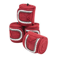 Produktbild von Weatherbeeta Prime Bling Fleece Gamaschen für Pferde 4er Pack Braun Rot Einheitsgröße