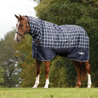 Produktbild von Weatherbeeta Saxon Defiant 600D Combo Pferdedecke mit abnehmbarem Halsteil Navy Plaid 1,88 m
