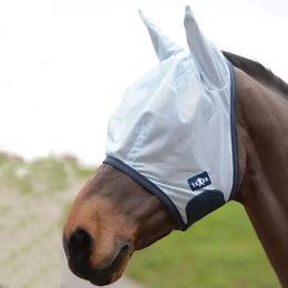 Weatherbeeta Saxon Mesh Pferdemaske aus Polyester für Warmblut in Weiß/Navy – Bild 1 von 3