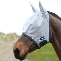 Produktbild von Weatherbeeta Saxon Mesh Pferdemaske aus Polyester für Warmblut in Weiß/Navy