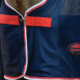WeatherBeeta Scrim Cooler Standard Pferdedecke Fleece Blau Rot Weiß 85cm - 1 Stk. – Bild 1 von 5