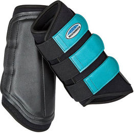 Produktbild von Weatherbeeta Single Lock Brushing Boots Gamaschen aus Neopren für Ponys in Schwarz und Türkis