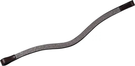 Produktbild von Weatherbeeta Stirnband für Pferde aus Leder mit gebogener Kette in Braun und Silber