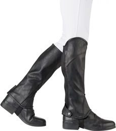 Weatherbeeta Stretch Fit Half Chaps für Kinder aus Kunstleder Schwarz Größe L – Bild 1 von 2