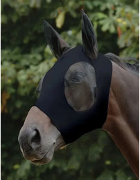 Weatherbeeta Stretch Fliegenmaske für Warmblut Pferde in Schwarz und Transparent aus Nylon – Bild 1 von 5