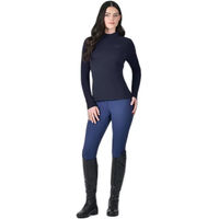 Produktbild von WeatherBeeta Technisches ReitTrikot für Damen mit langen Ärmeln aus Baumwolle und Bambus in Marineblau Größe 2XS