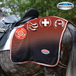 Weatherbeeta Therapy-Tec Fleece Ausreitdecke für Pferde mit Keramik-Technologie Schwarz Silber Rot XS – Bild 1 von 3