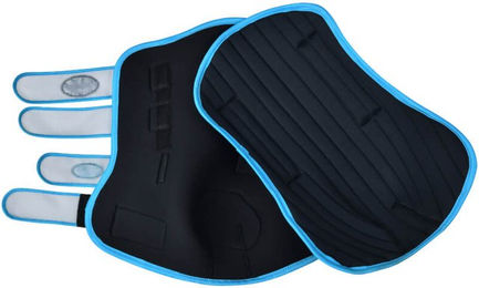 Weatherbeeta Therapy-Tec Stallgamaschen aus Neopren Schwarz Silber Rot – Bild 1 von 4