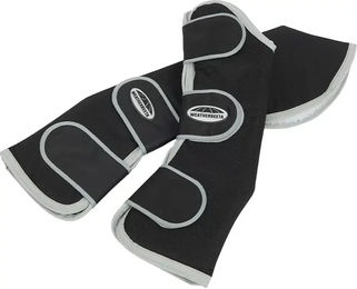 Weatherbeeta Wide Tab Long Travel Boots Transportgamaschen für Pferde aus Fleece Schwarz mit Silber Trim 4 Stück – Bild 1 von 3