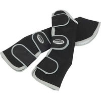 Produktbild von Weatherbeeta Wide Tab Long Travel Boots Transportgamaschen für Pferde aus Fleece Schwarz mit Silber Trim 4 Stück