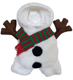 Weihnachtskleid für Hunde mit Kapuze im Xmas Snowman Design aus Plüsch bunt 40 cm – Bild 1 von 1