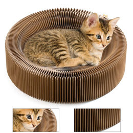 Welikera Katzenkratzbett aus Wellpappe rund und zusammenklappbar für Katzen und Kitten – Bild 1 von 4